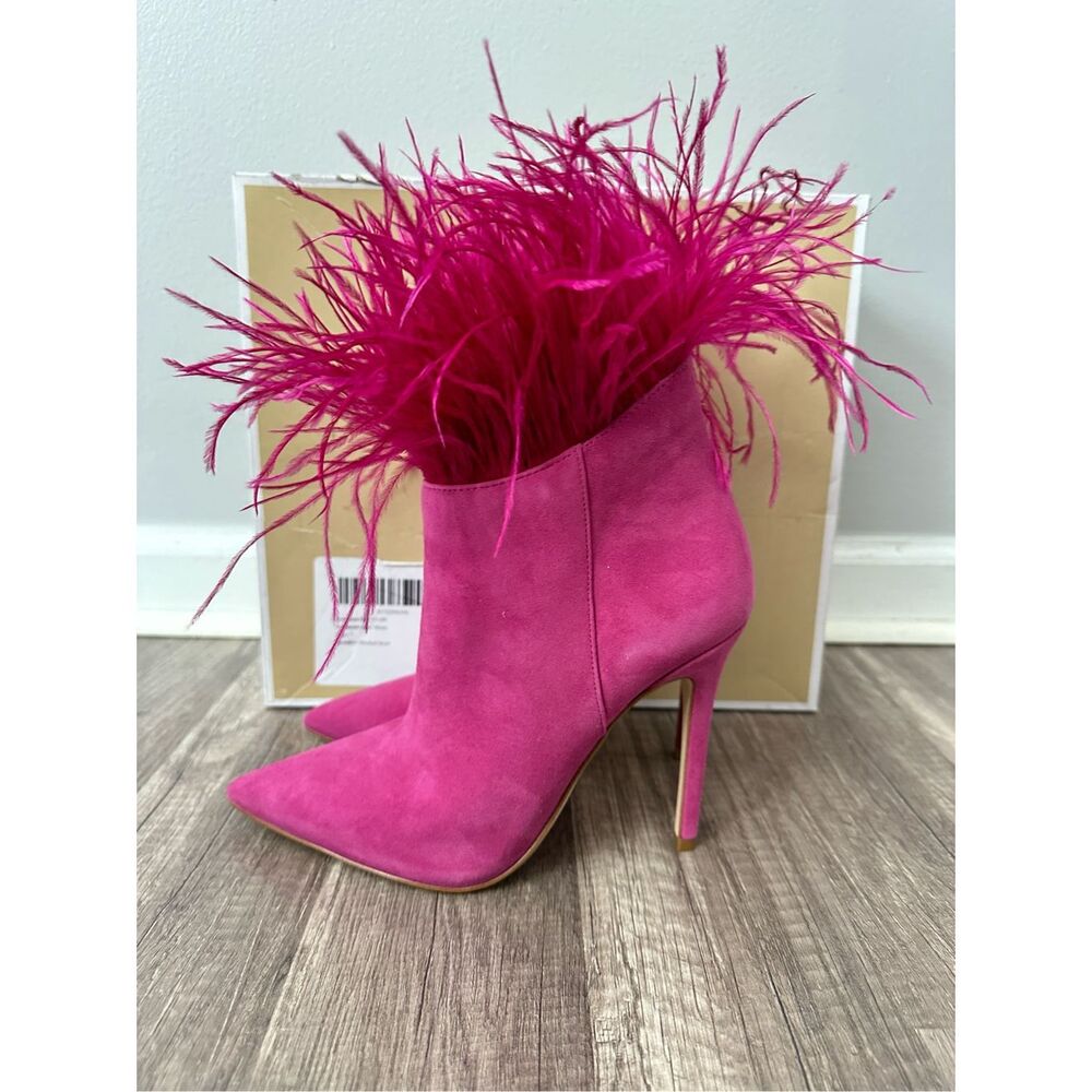 Michael Kors Whitby Feather Trim Suede Ankle Boot Size 7 $250 - Picture 8 of 14